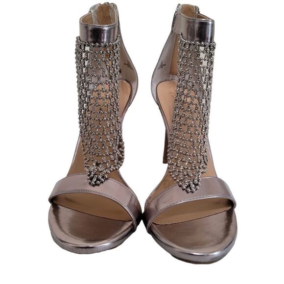 Thalia Sodi Metallic Pewter Chain Heels 10M NWB - Picture 3 of 10